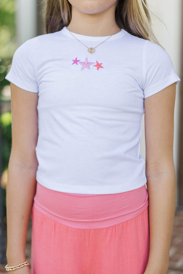 Girls: The Constant White Stars Embroidered Baby Tee