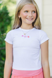 Girls: The Constant White Stars Embroidered Baby Tee
