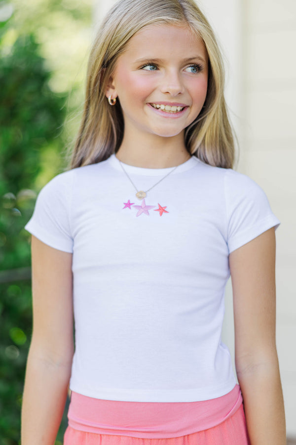 Girls: The Constant White Stars Embroidered Baby Tee