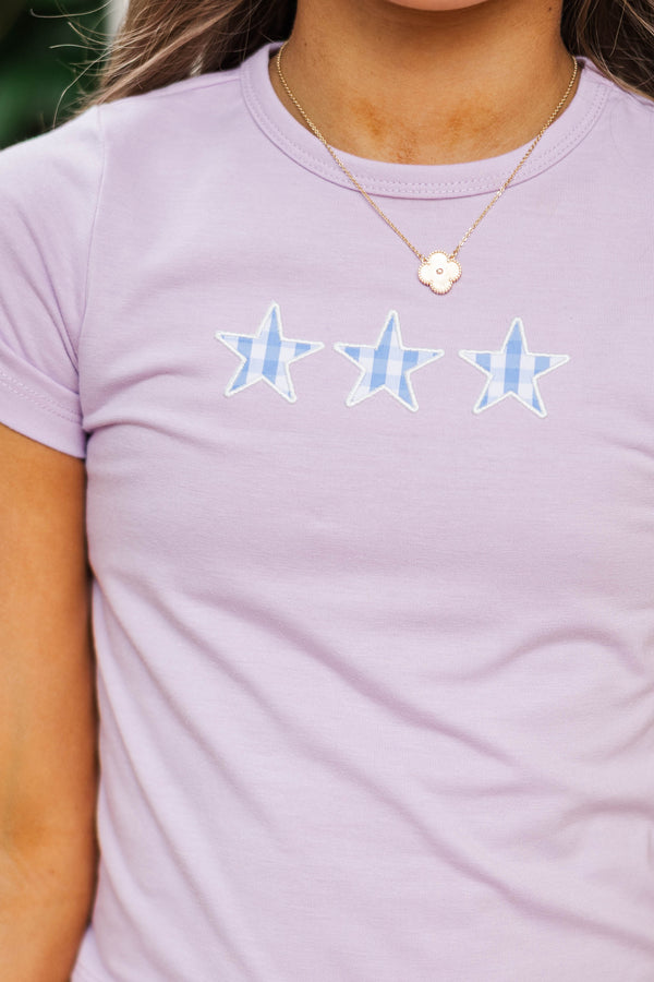 Girls: The Constant Lavender Stars Embroidered Baby Tee