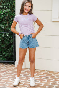 Girls: The Constant Lavender Stars Embroidered Baby Tee
