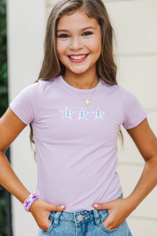 Girls: The Constant Lavender Stars Embroidered Baby Tee