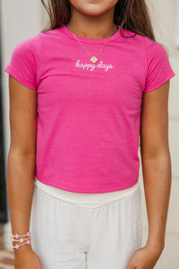 Girls: The Constant Fuchsia Embroidered Baby Tee