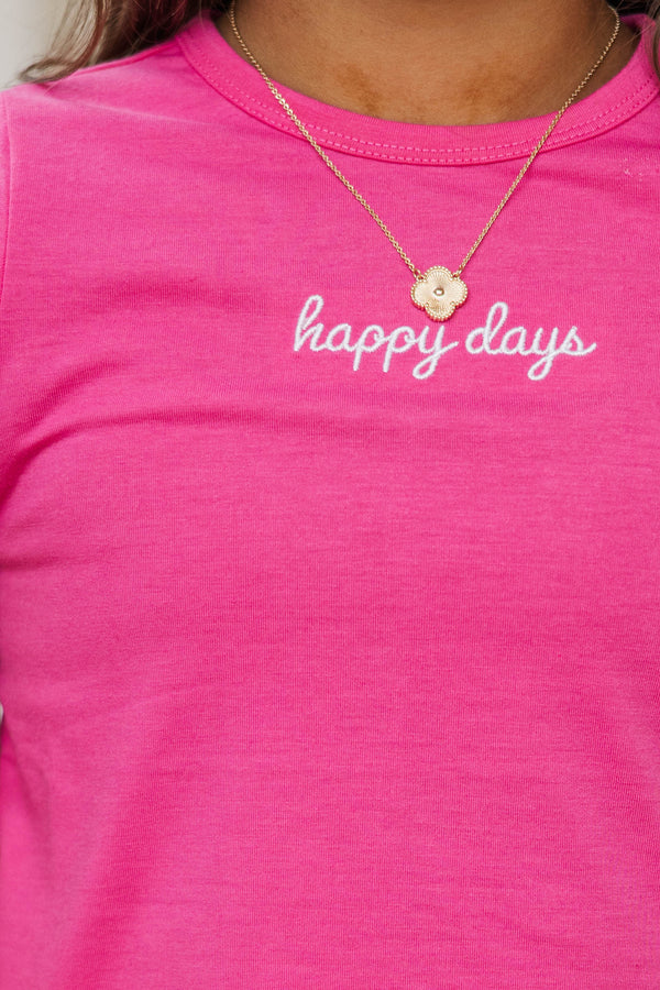 Girls: The Constant Fuchsia Embroidered Baby Tee