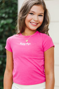 Girls: The Constant Fuchsia Embroidered Baby Tee