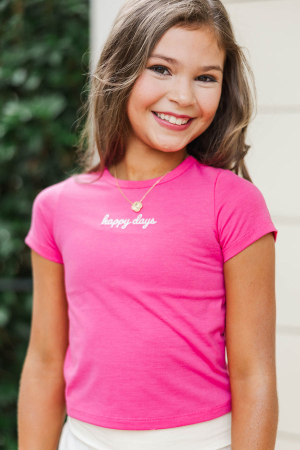 Girls: The Constant Fuchsia Embroidered Baby Tee