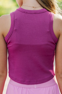 Girls: Darling By Design Mauve Ribbed Patch Tank