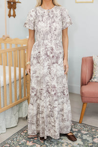 NURSING COLLECTION: Make The Right Choice Brown Toile Maxi Dress