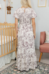 NURSING COLLECTION: Make The Right Choice Brown Toile Maxi Dress