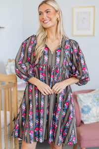 NURSING COLLECTION: It's All True Brown Floral Dress