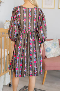 NURSING COLLECTION: It's All True Brown Floral Dress