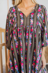 NURSING COLLECTION: It's All True Brown Floral Dress