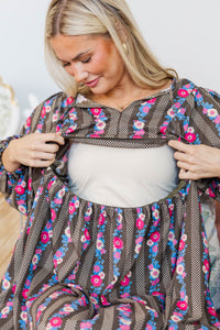 NURSING COLLECTION: It's All True Brown Floral Dress