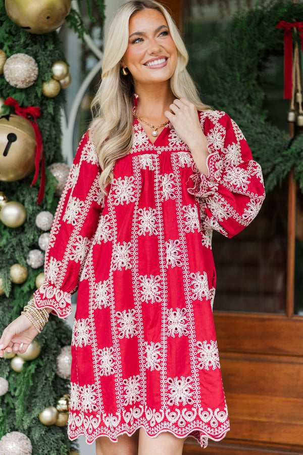 Everyday Favorite Red Eyelet Dress