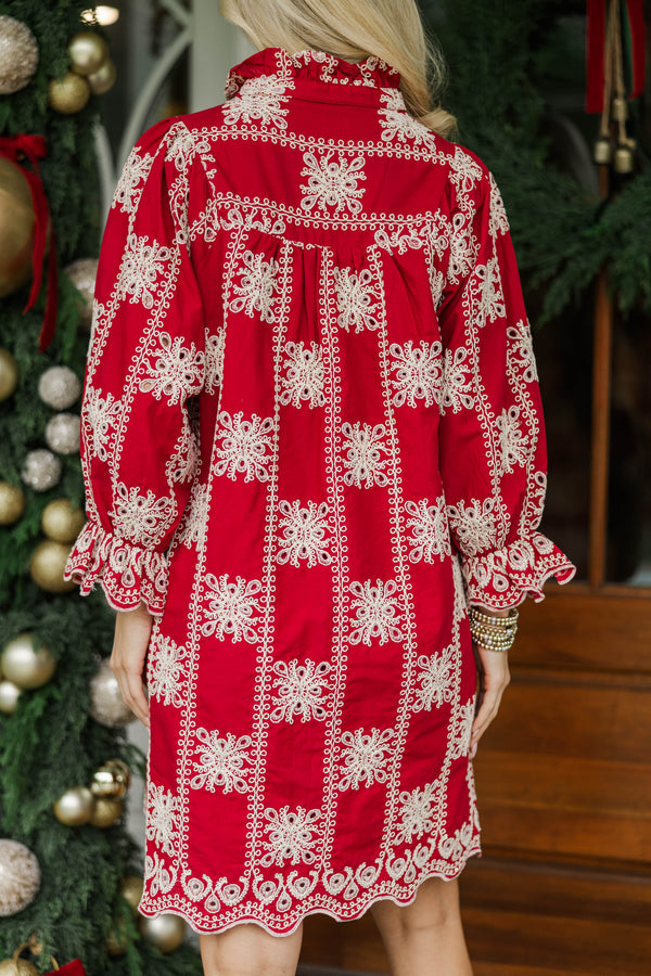 Everyday Favorite Red Eyelet Dress