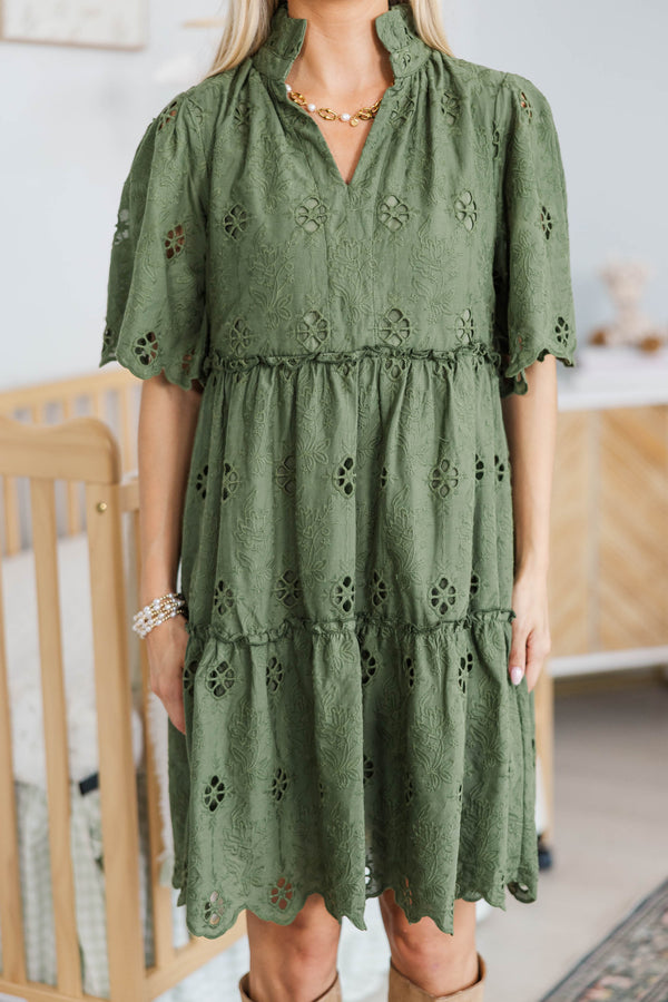 NURSING COLLECTION: Feeling Your Best Olive Eyelet Dress