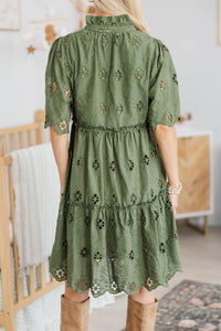 NURSING COLLECTION: Feeling Your Best Olive Eyelet Dress