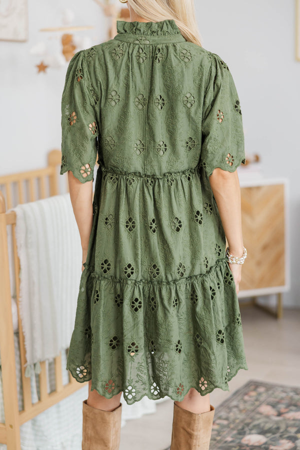 NURSING COLLECTION: Feeling Your Best Olive Eyelet Dress