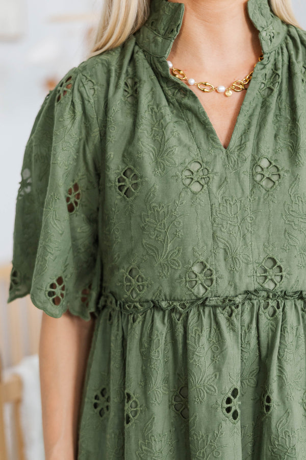 NURSING COLLECTION: Feeling Your Best Olive Eyelet Dress