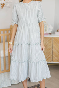 NURSING COLLECTION: Perfectly Paired Sage Striped Midi Dress