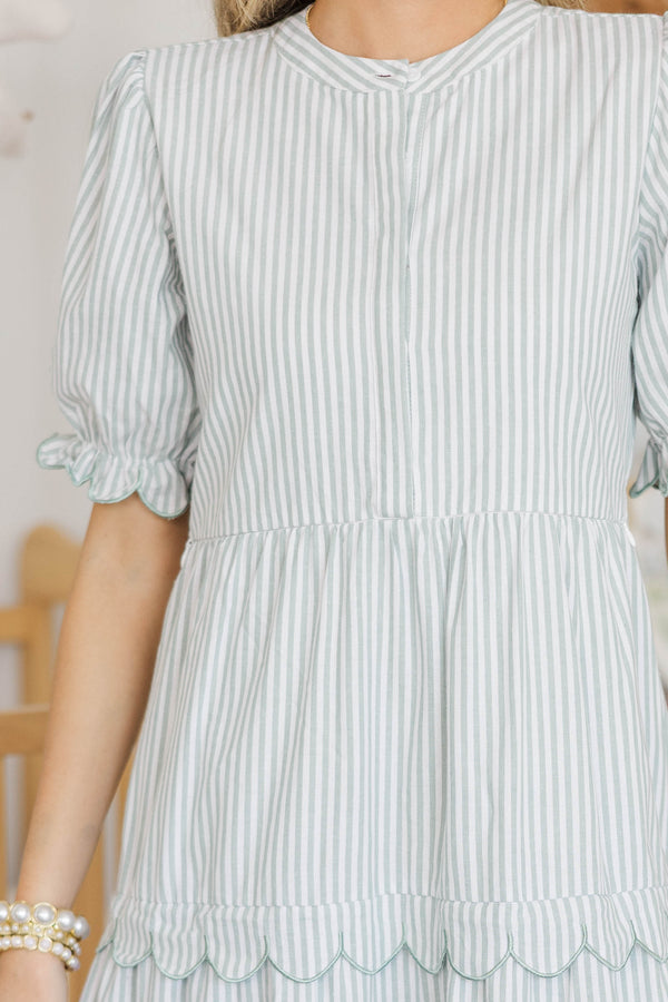 NURSING COLLECTION: Perfectly Paired Sage Striped Midi Dress