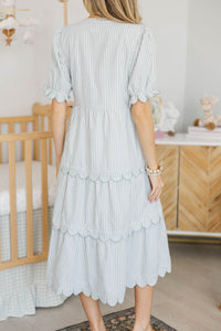 NURSING COLLECTION: Perfectly Paired Sage Striped Midi Dress