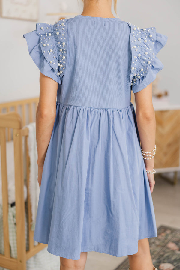 NURSING COLLECTION: Perfectly Lovely Blue Embellished Dress