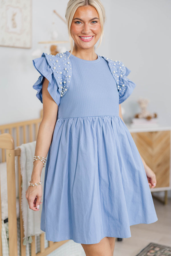 NURSING COLLECTION: Perfectly Lovely Blue Embellished Dress
