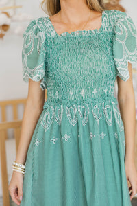 NURSING COLLECTION: Worth Noting Emerald Embroidered Midi Dress