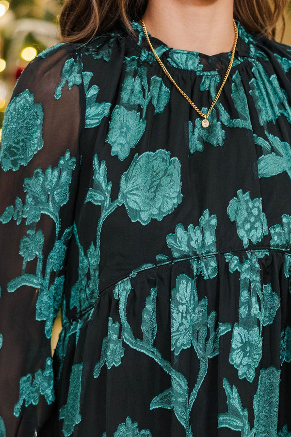 NURSING COLLECTION: Modern Elegance Emerald Textured Dress