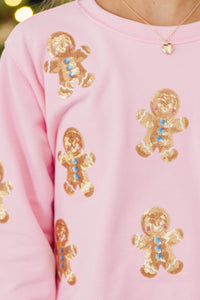 Girls: The Josie Blush Gingerbread Sequin Sweatshirt