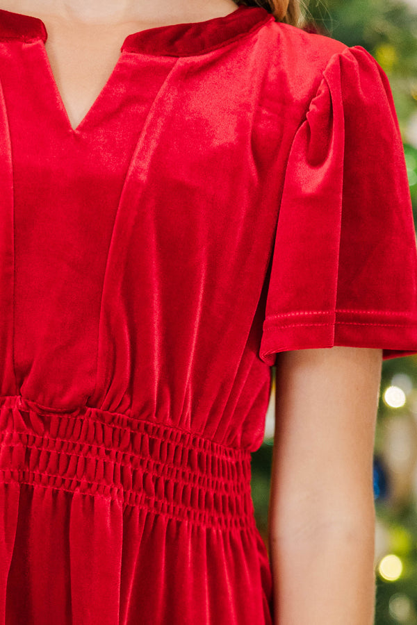 Girls: The Mary Red Velvet Dress