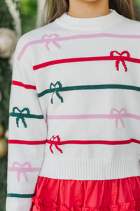 Girls: The Zoe Cream Striped Sweater