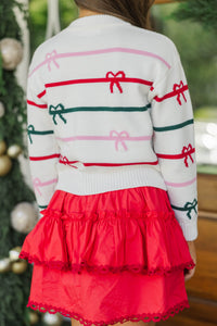 Girls: The Zoe Cream Striped Sweater