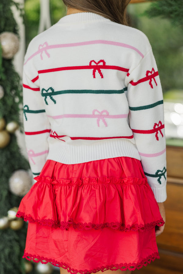 Girls: The Zoe Cream Striped Sweater