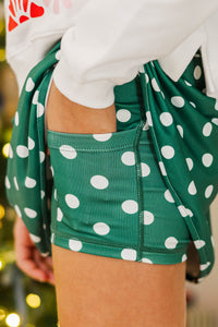Girls: A Girly Look Emerald Polka Dots Athletic Skort