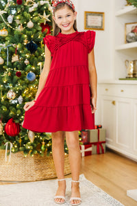 Girls: All About You Burgundy Ruffled Dress