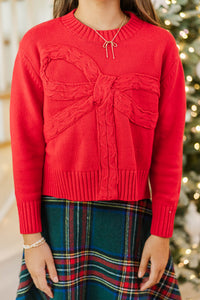 Girls: A Little Dream Red Bow Sweater