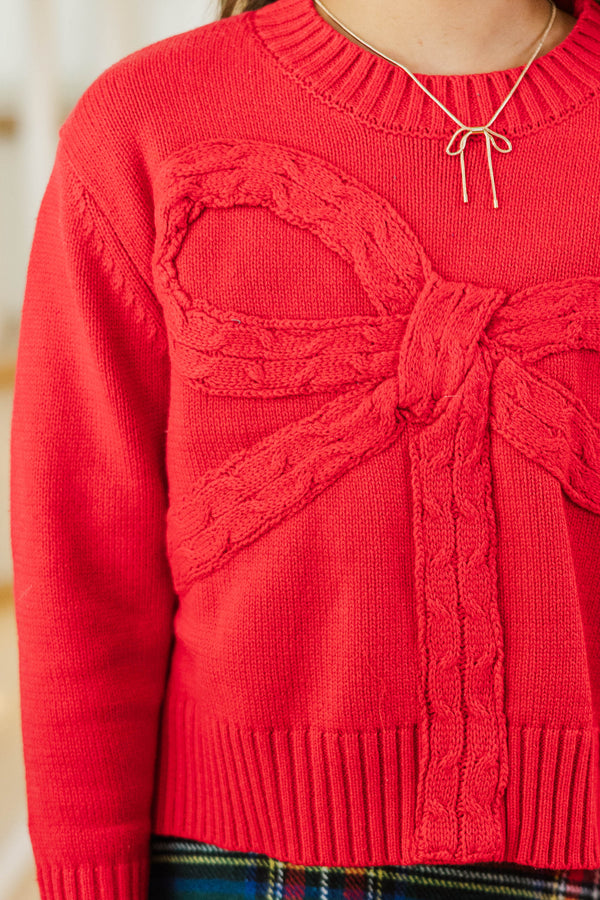 Girls: A Little Dream Red Bow Sweater