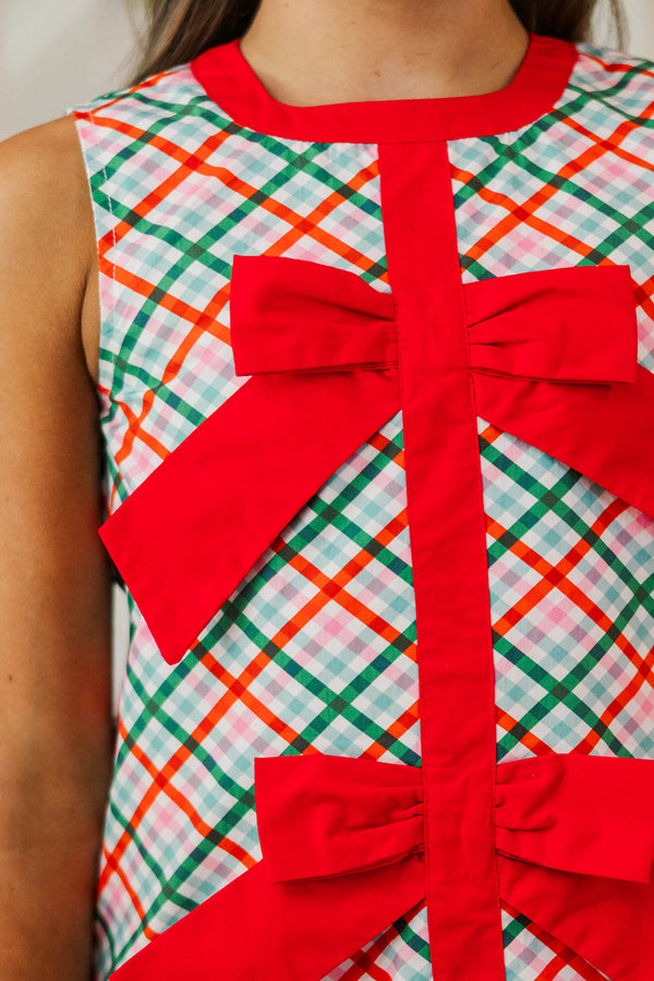Girls: High Class Emerald Plaid Shift Dress