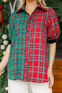 Holiday House Red & Green Plaid Blouse