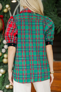 Holiday House Red & Green Plaid Blouse