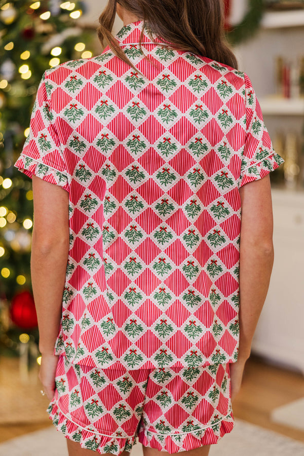 All The Comfort Red Mistletoe Pajama Set