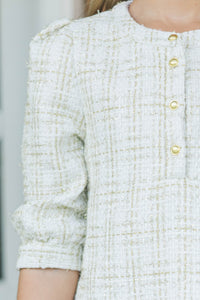 Girls: Fine Form Cream Tweed Dress