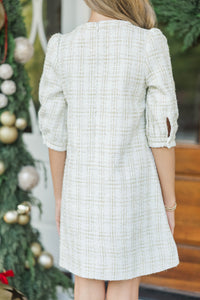 Girls: Fine Form Cream Tweed Dress