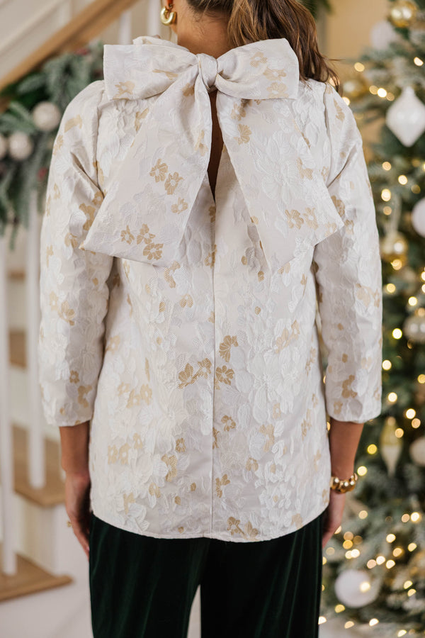 This Is It Cream Brocade Blouse
