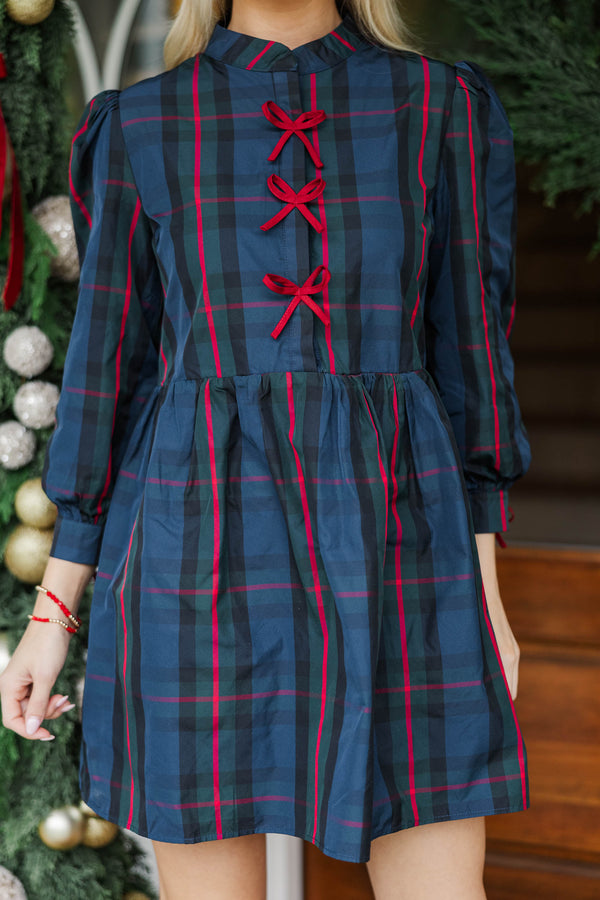 There's Always Hope Navy Plaid Dress