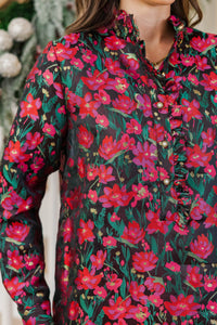 Looking For You Red Brocade Babydoll Dress