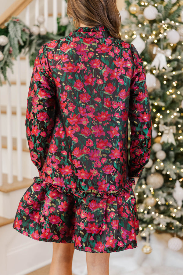 Looking For You Red Brocade Babydoll Dress