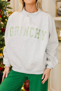 Best Present Heather Gray Grinchy Sweatshirt